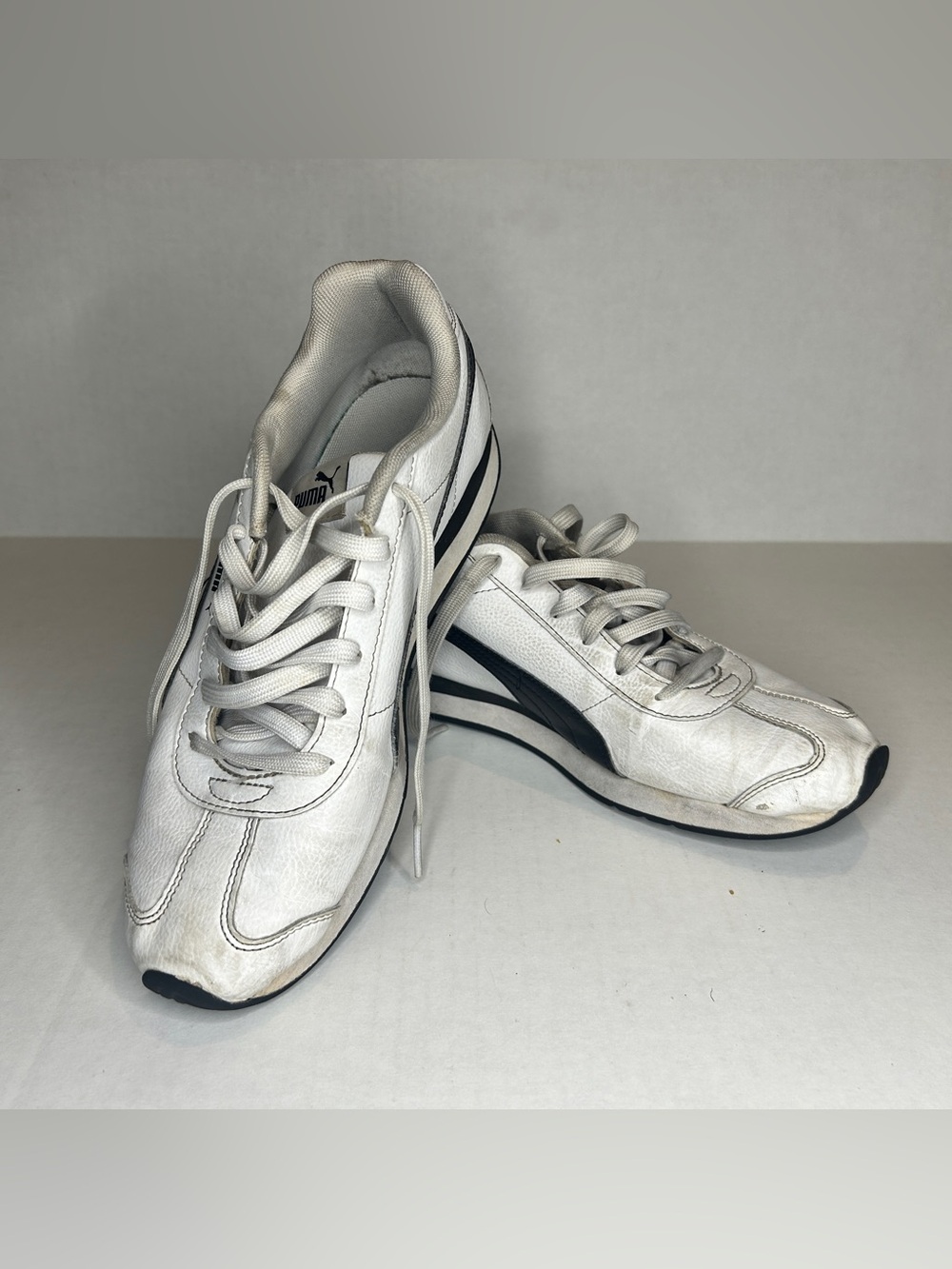 Puma Women's Size 7.5 White Sneakers with Black Accent Stripe